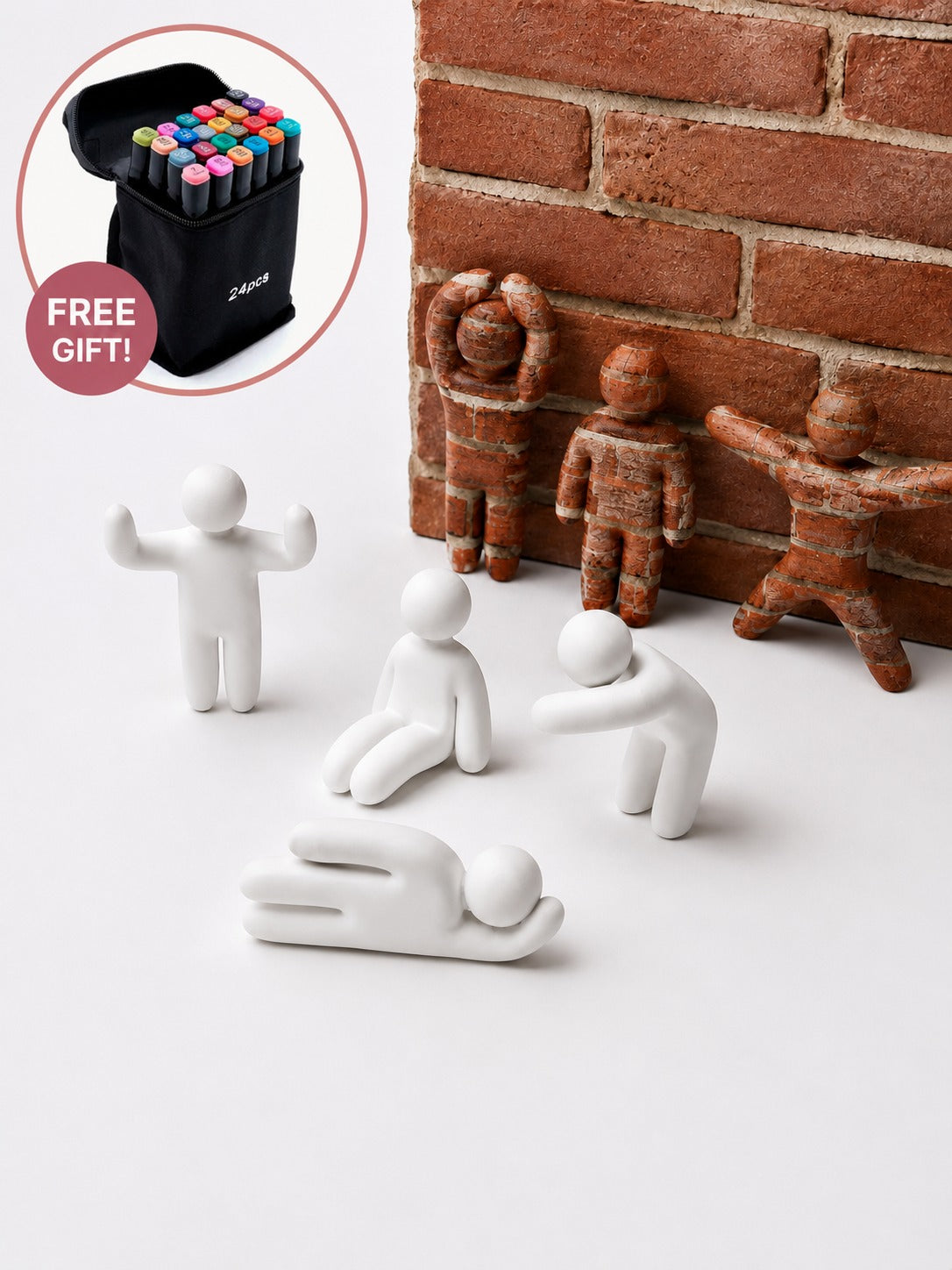 Meccha Chameleon 8-Piece Paintable Figure Pack + Free Colored Marker Set