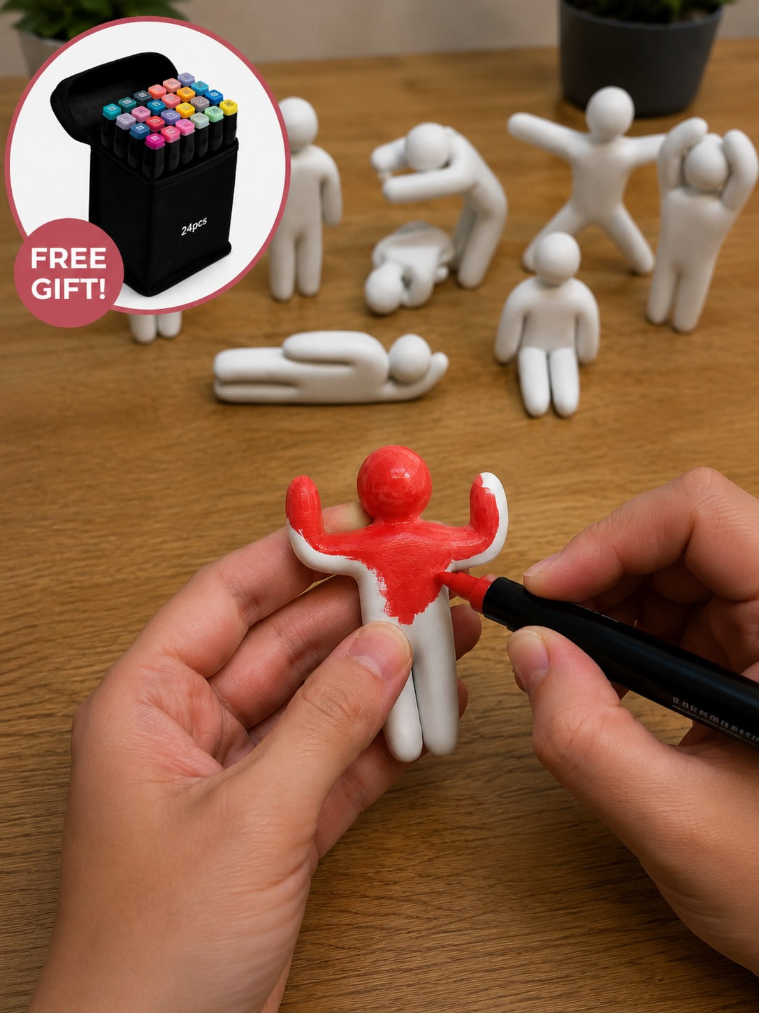 Meccha Chameleon 8-Piece Paintable Figure Pack + Free Colored Marker Set